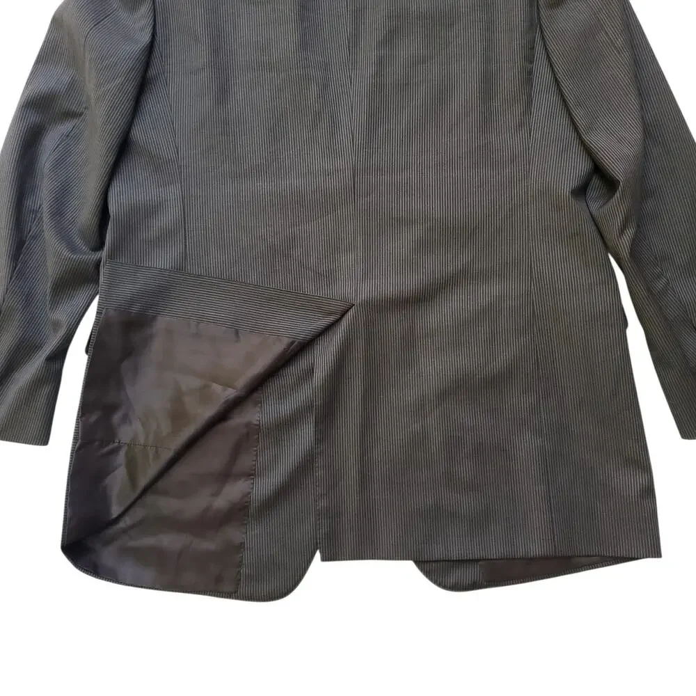 Canali Wool Blazer Jacket Sport Coat Brown Stripe Peak Lapel Natural Comfort 44L